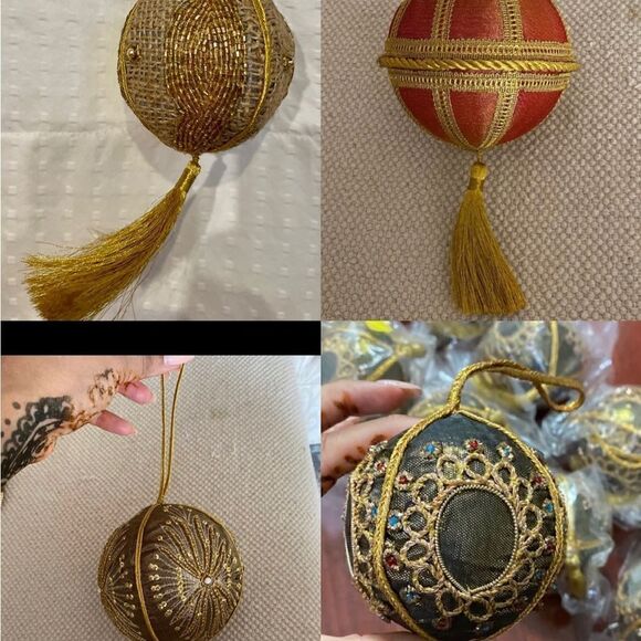 10 Purple Gold Thread Christmas Tree Eid Holiday Ornaments  Individually - Picture 4 of 7